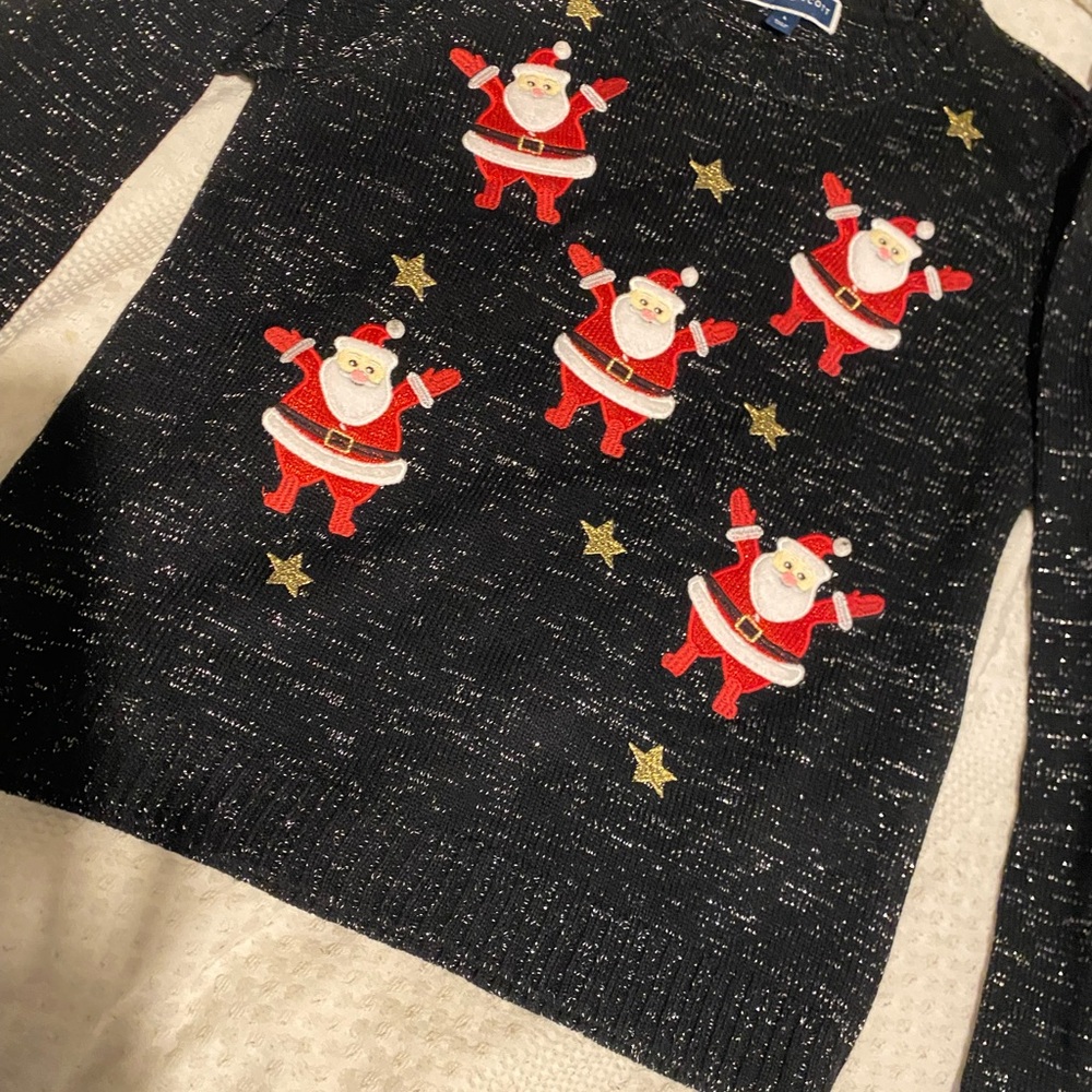 Karen Millen Black Sweater with Santa and Gold Stars